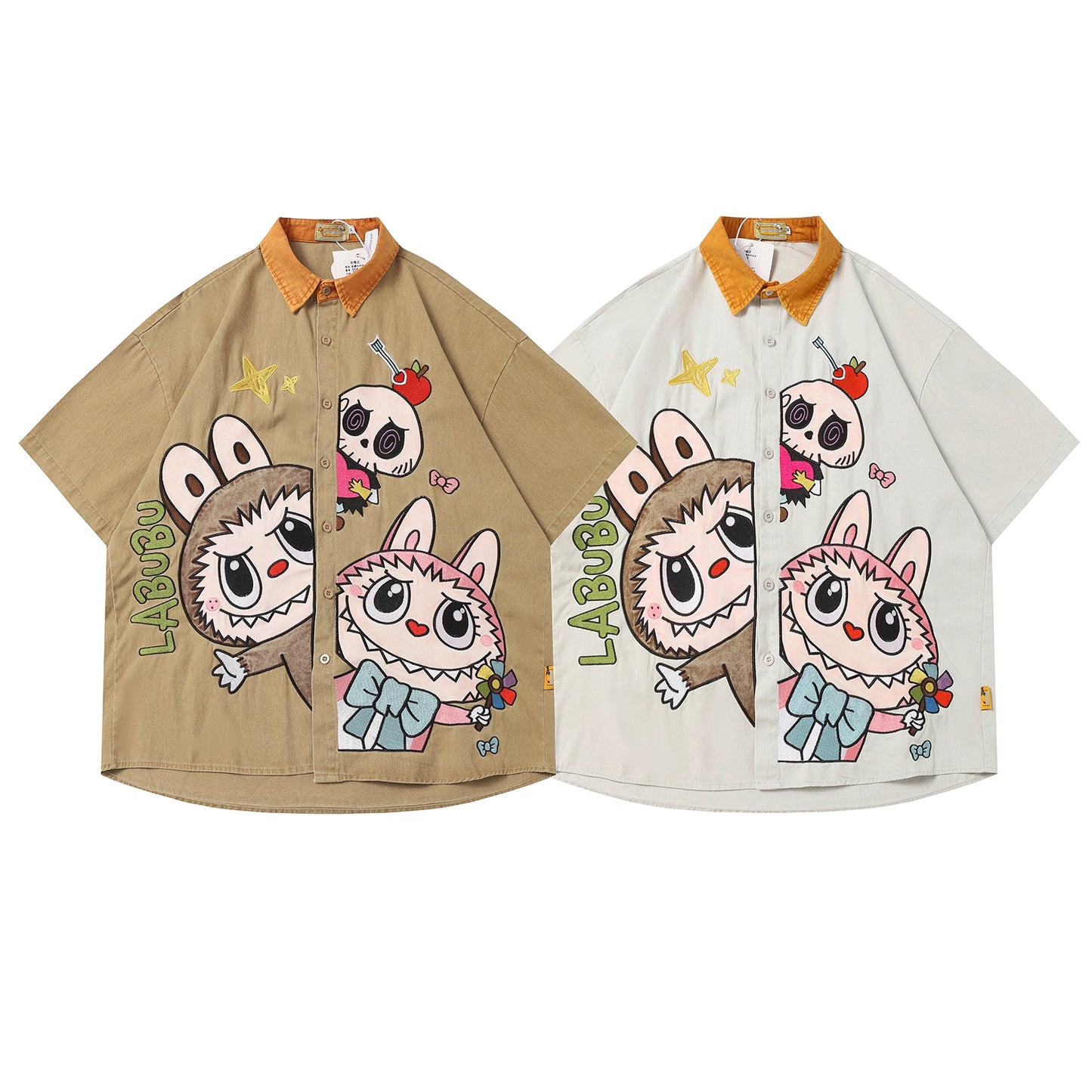 Labubu Embroidered Two Toned Shirt