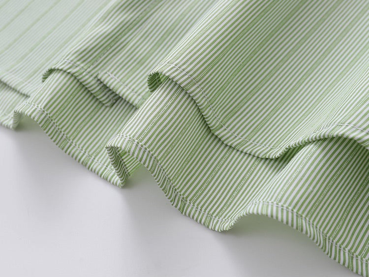 Avocado & Corn Embroidered Striped Shirt