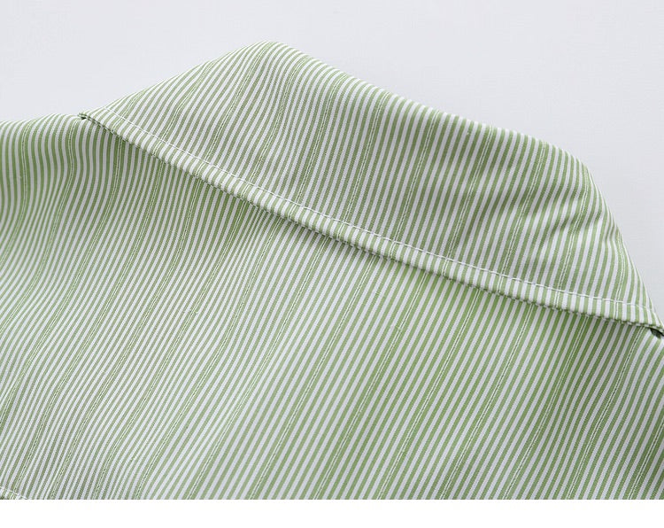 Avocado & Corn Embroidered Striped Shirt