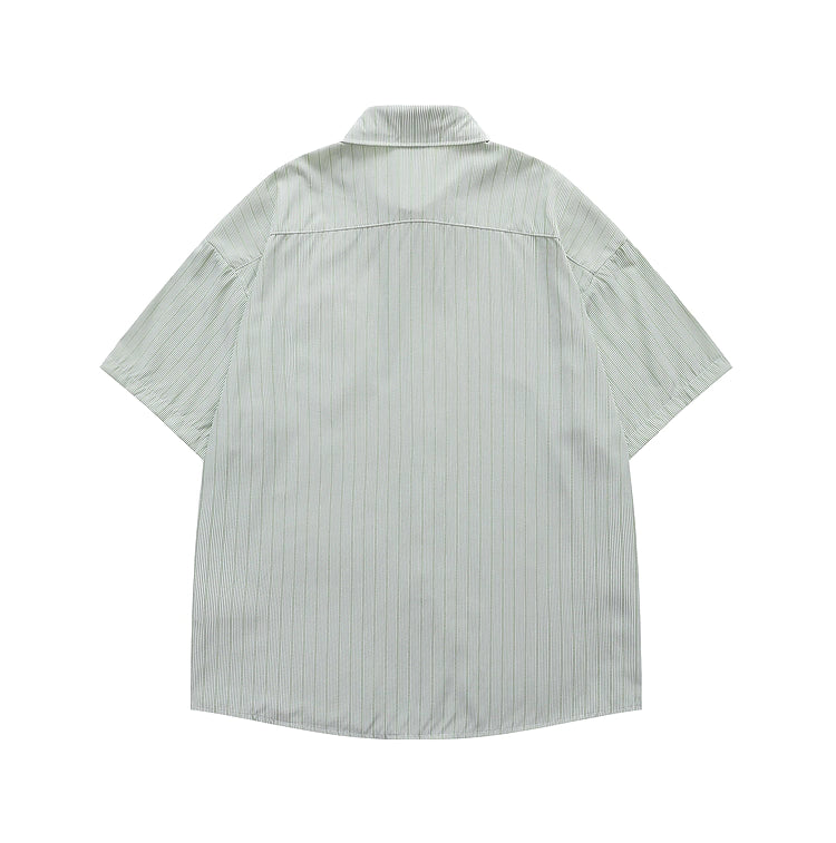 Avocado & Corn Embroidered Striped Shirt