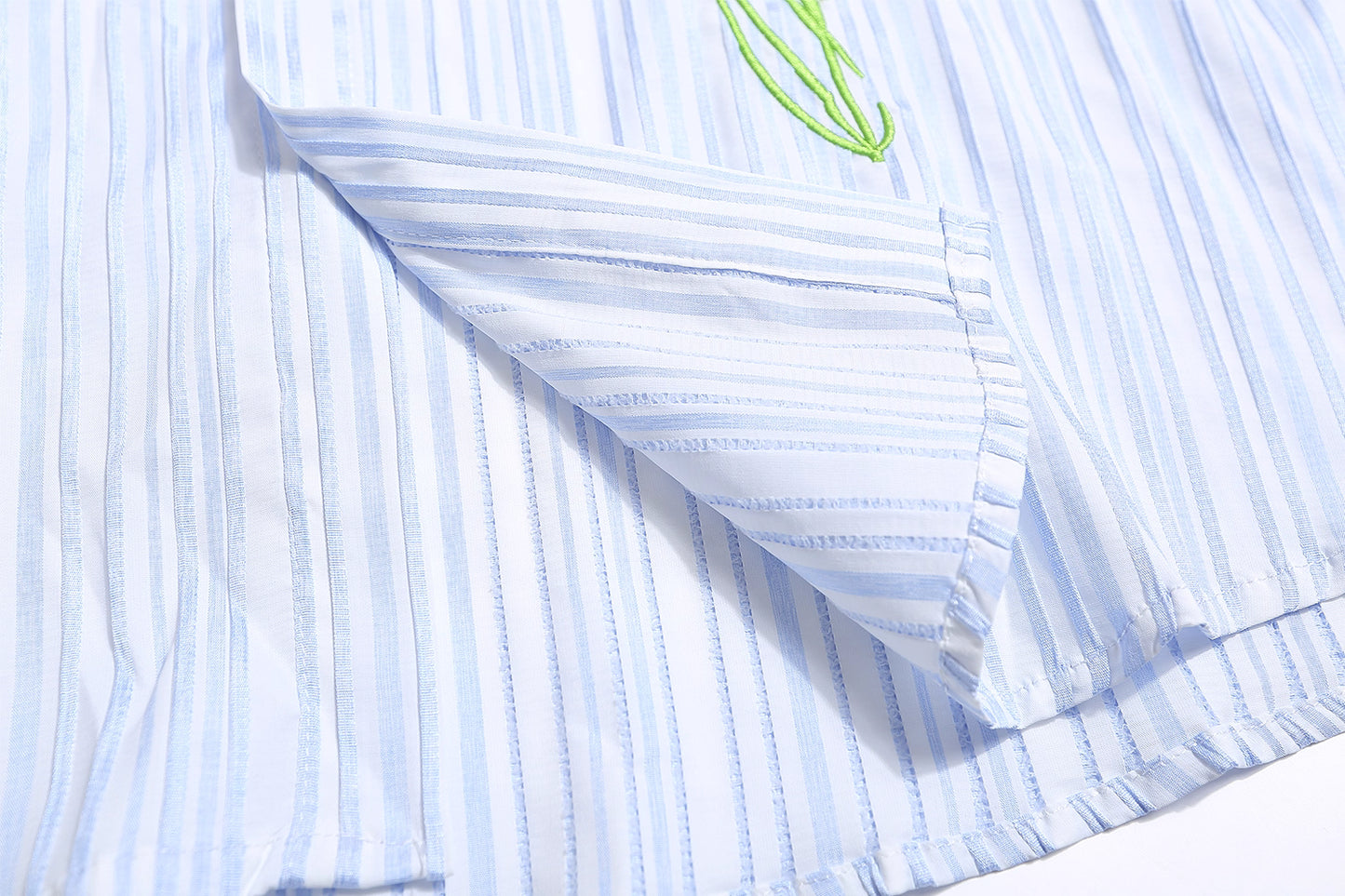 Artsy Butterfly Floral Embroidered Striped Shirt