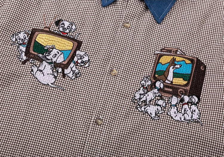 Dalmatian Embroidered Two Toned Checkered Shirt