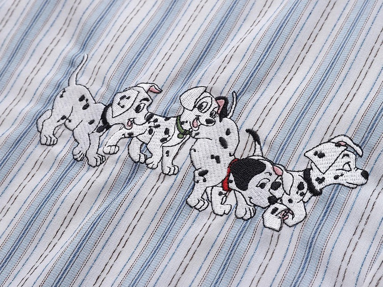Dalmatian Cartoon Embroidered Striped Shirt