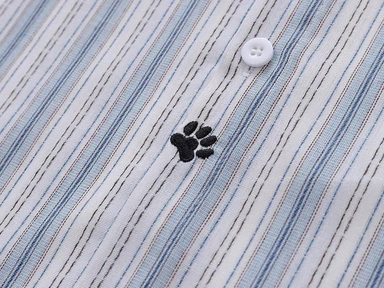 Dalmatian Cartoon Embroidered Striped Shirt