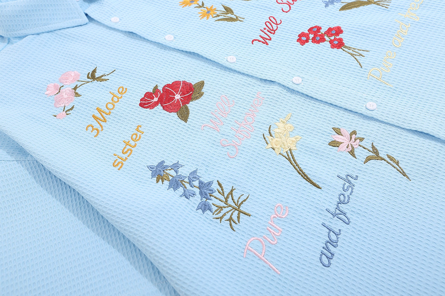 Colourful Flowers Embroidered Shirt
