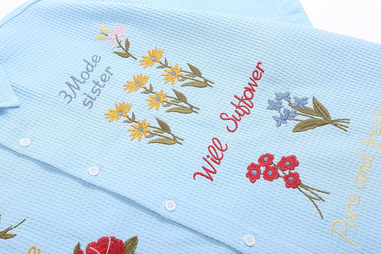 Colourful Flowers Embroidered Shirt