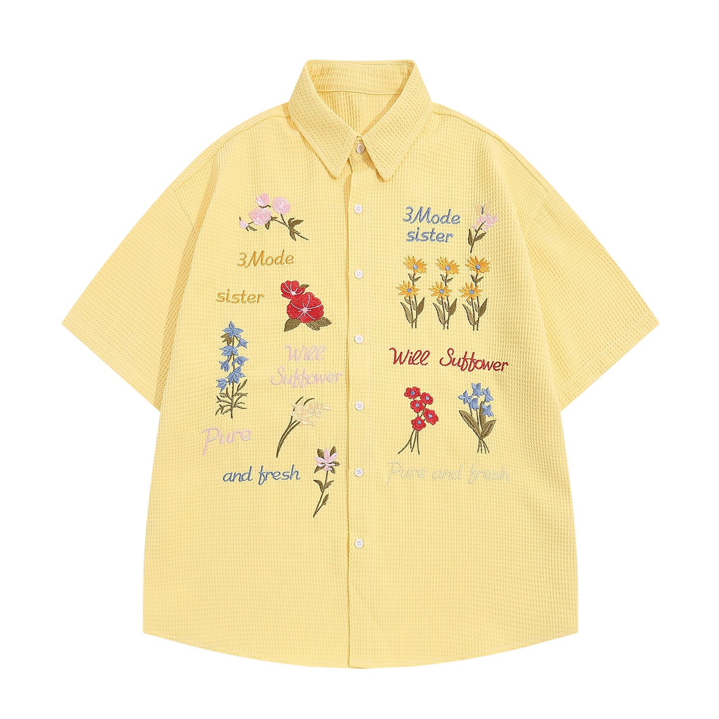 Colourful Flowers Embroidered Shirt