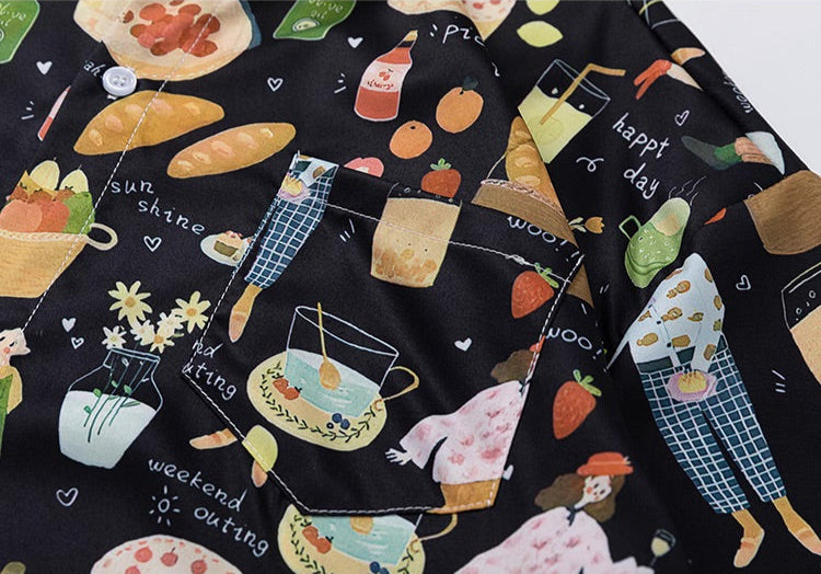 Food And Drinks Cartoon Shirt