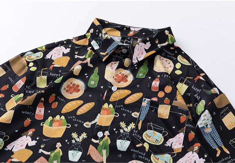 Food And Drinks Cartoon Shirt