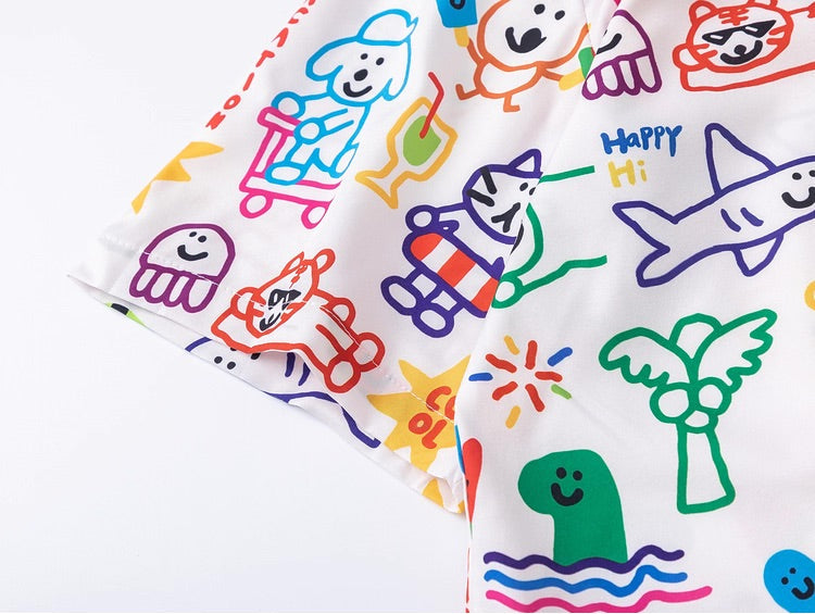 Harajuku-Style Retro Graffiti Shirt