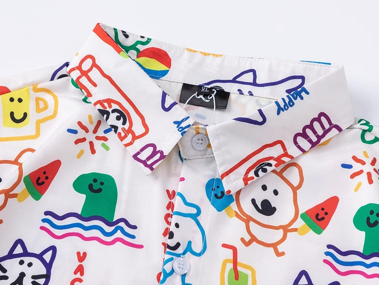 Harajuku-Style Retro Graffiti Shirt