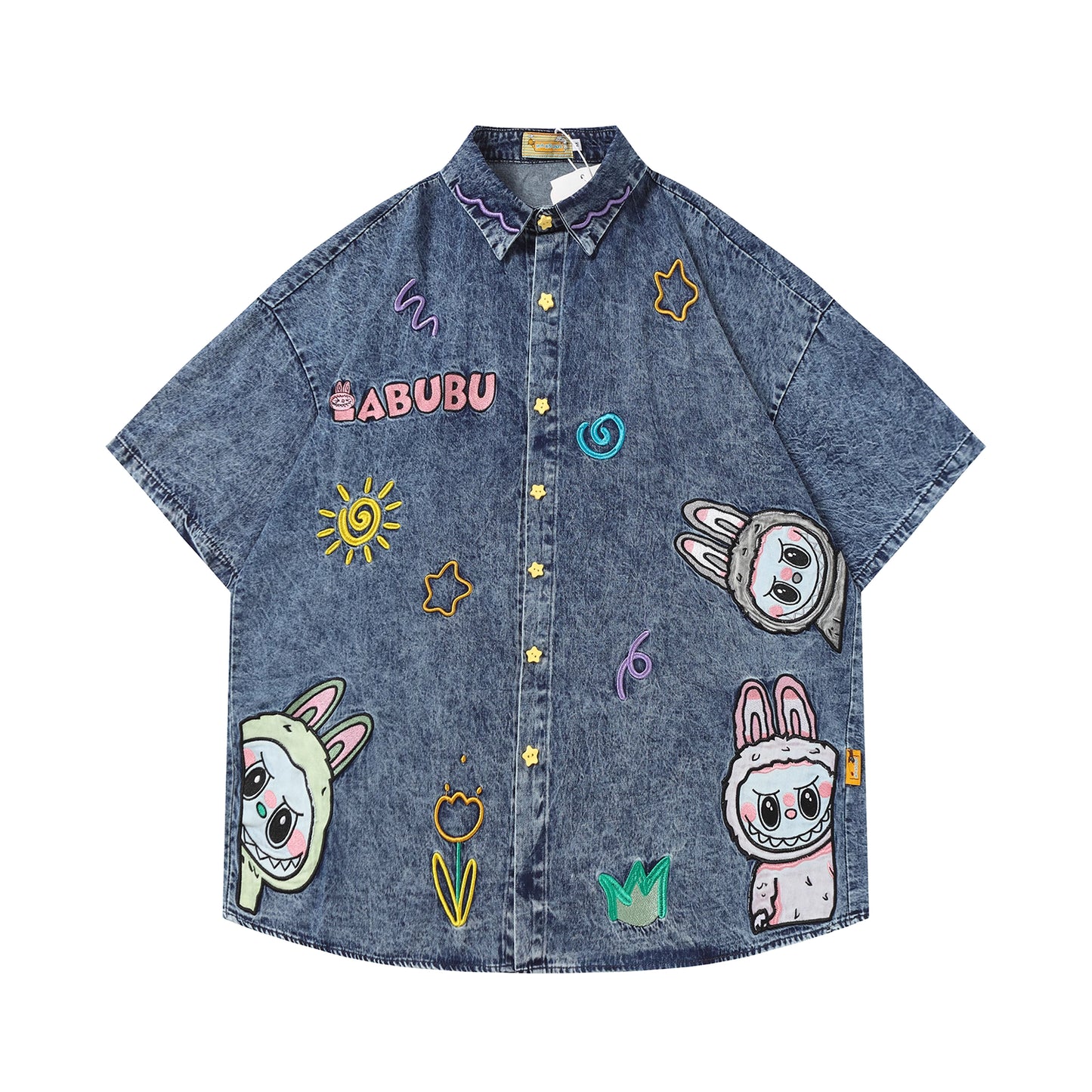 Labubu Embroidered Denim Shirt