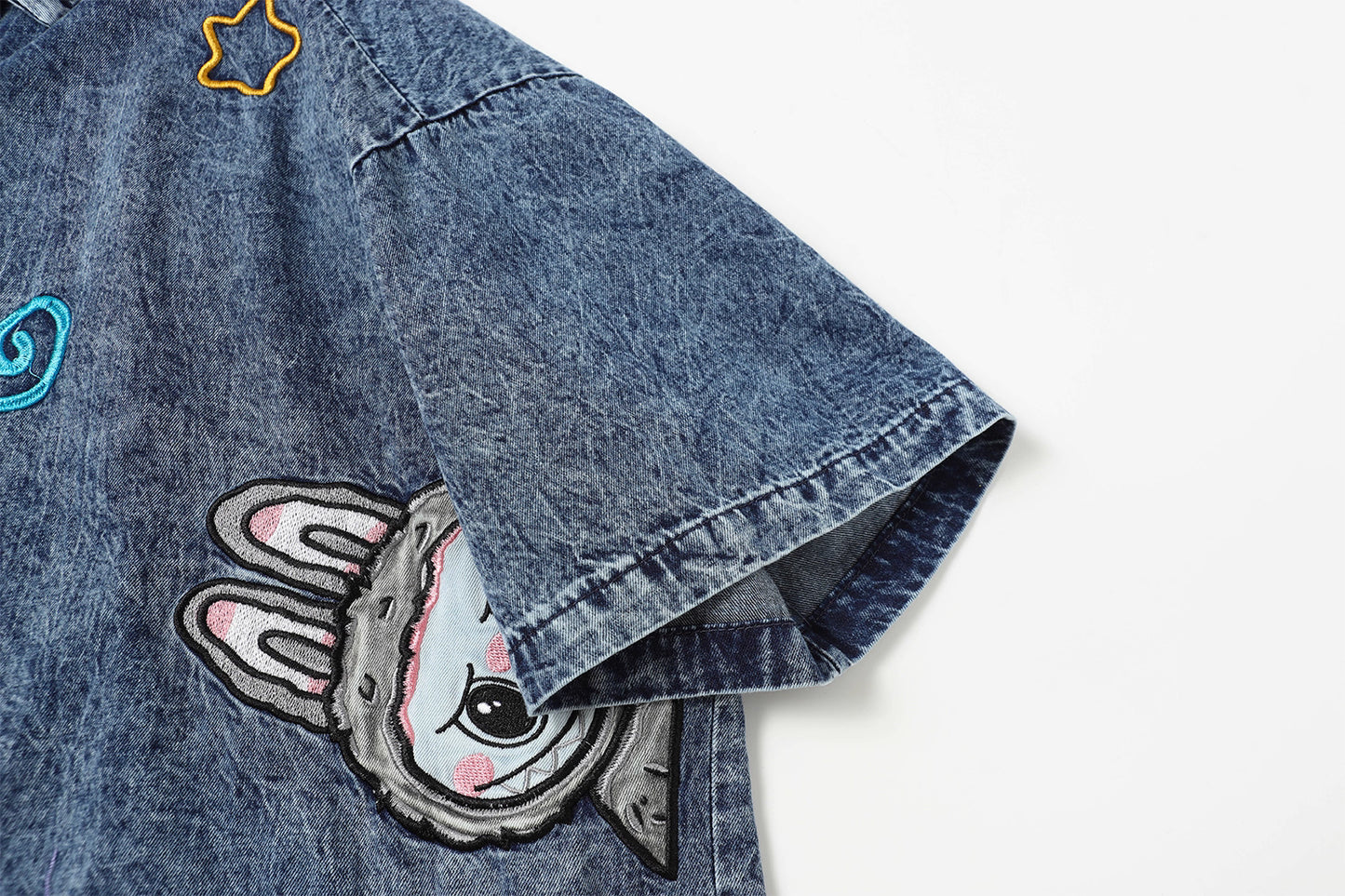 Labubu Embroidered Denim Shirt