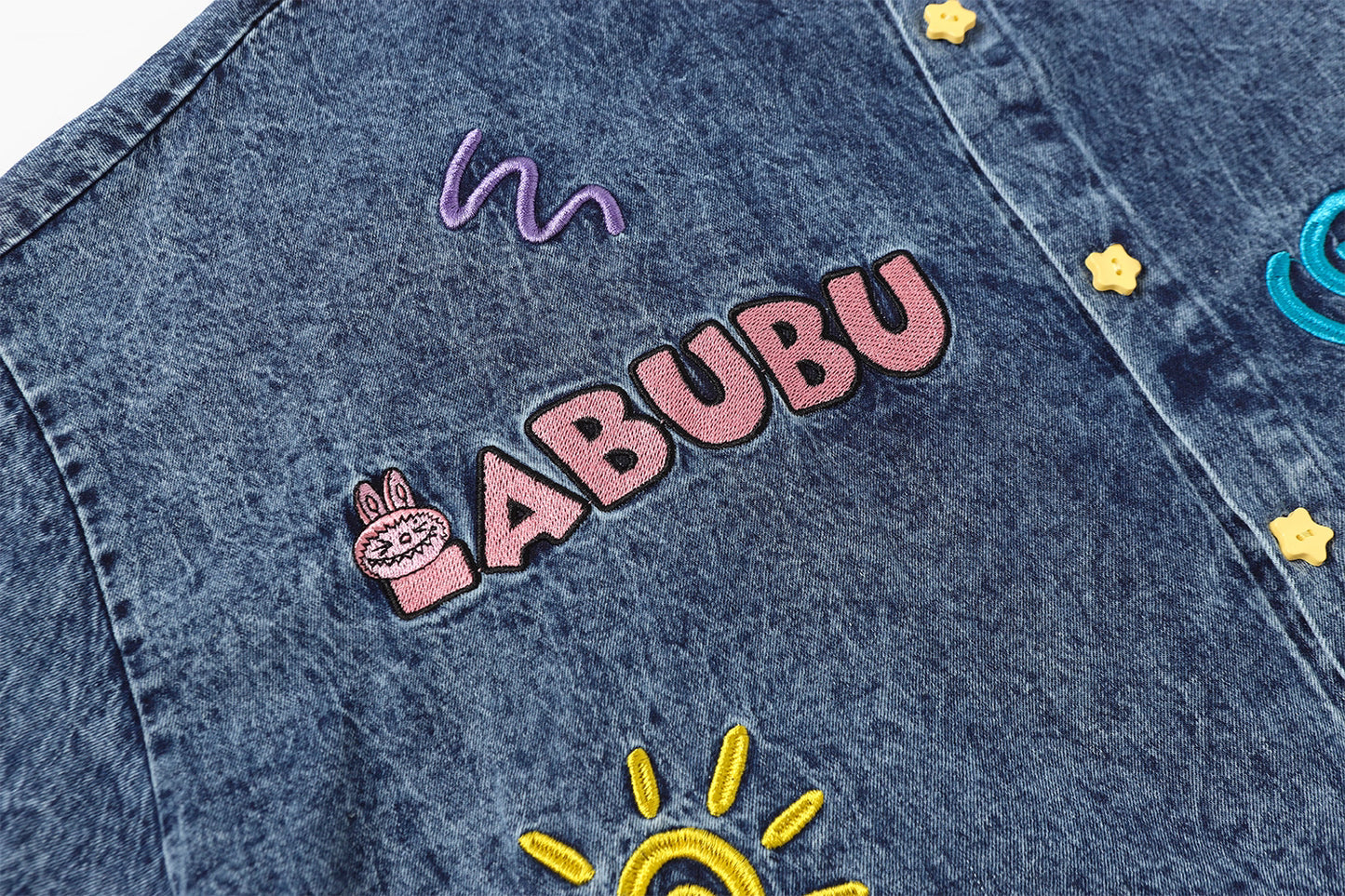 Labubu Embroidered Denim Shirt