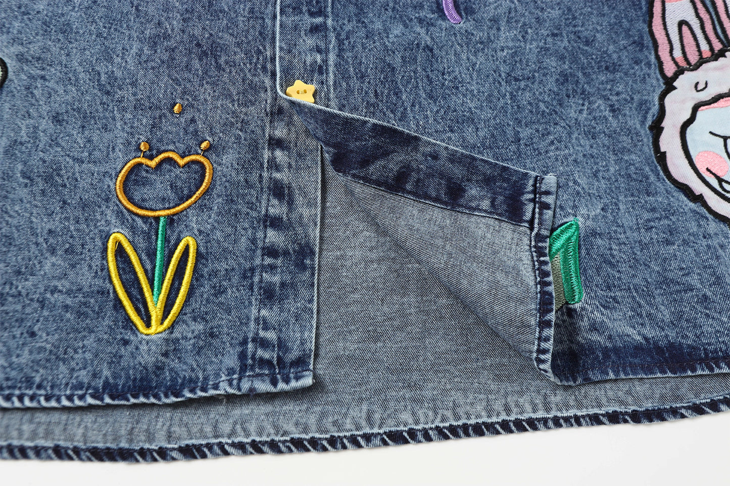 Labubu Embroidered Denim Shirt