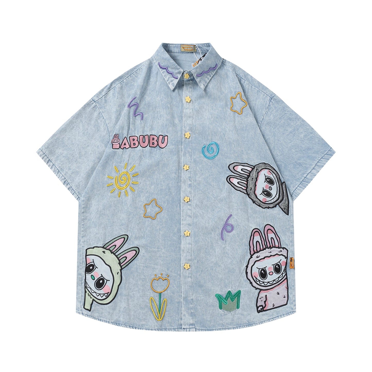 Labubu Embroidered Denim Shirt