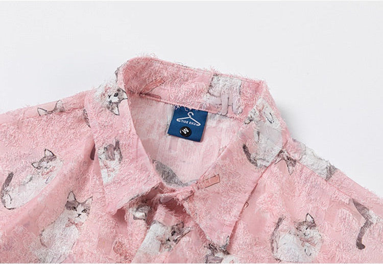 Laced Cats Print Shirt