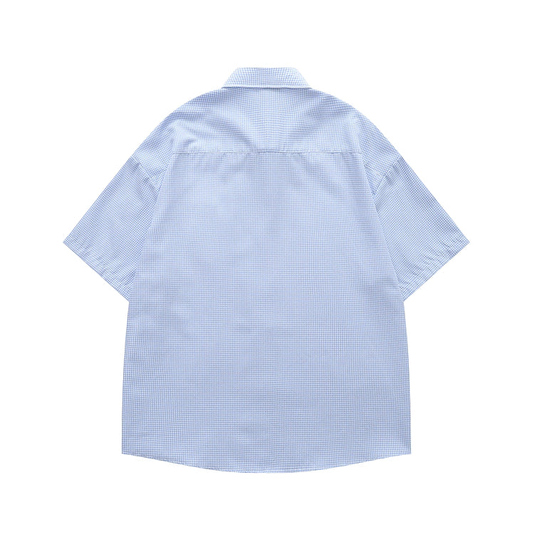 Dachshund on Pocket Embroidery Checkered Shirt