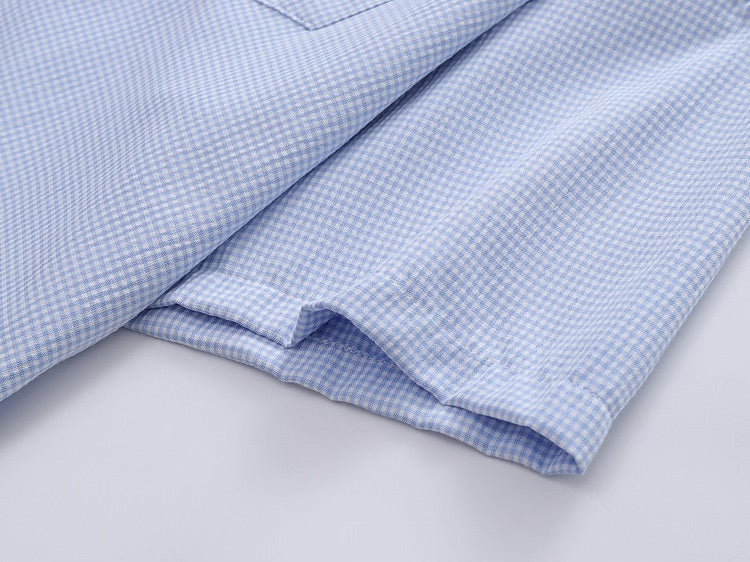 Dachshund on Pocket Embroidery Checkered Shirt