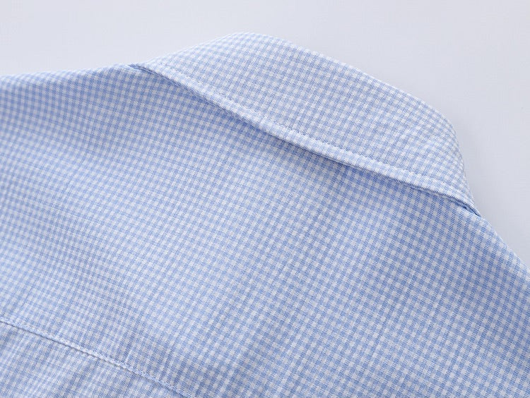 Dachshund on Pocket Embroidery Checkered Shirt