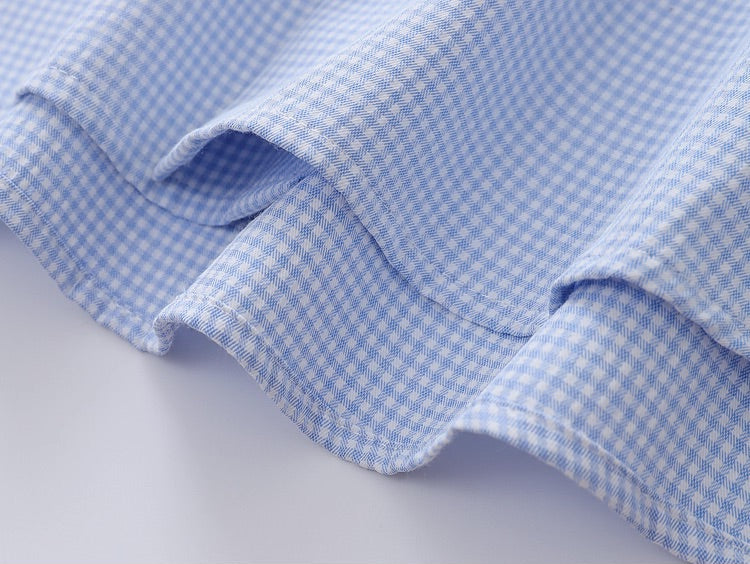 Dachshund on Pocket Embroidery Checkered Shirt