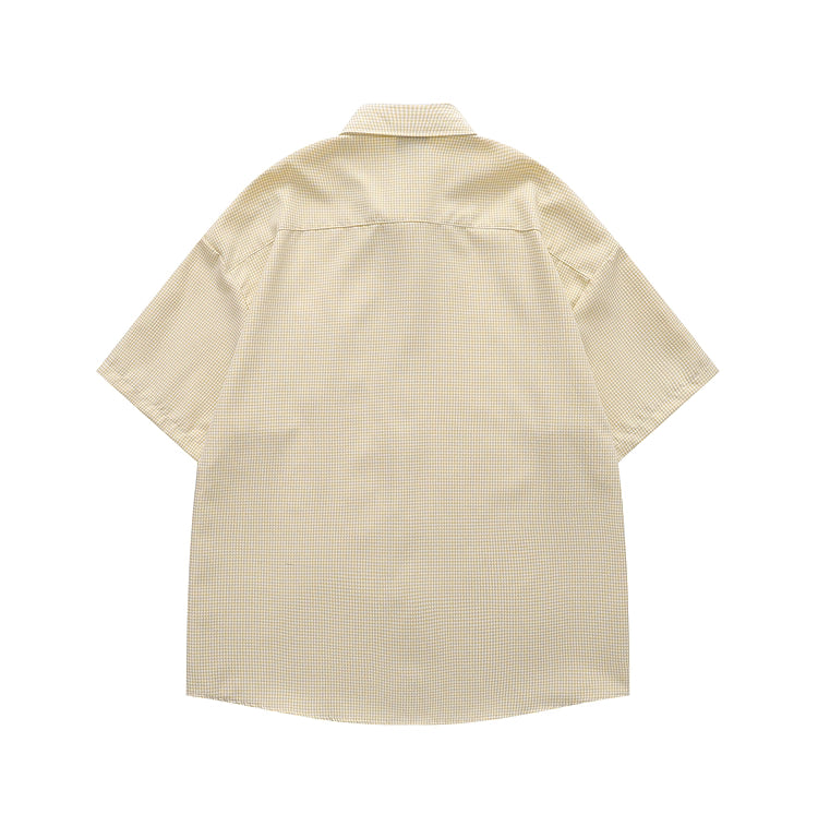 Dachshund on Pocket Embroidery Checkered Shirt