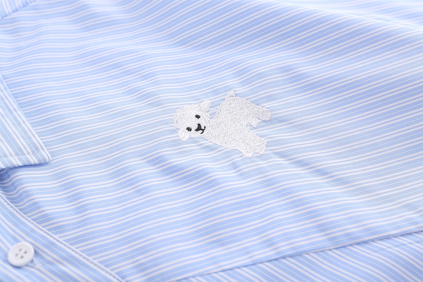 Japanese Cute Sheep Embroidered Striped Shirt