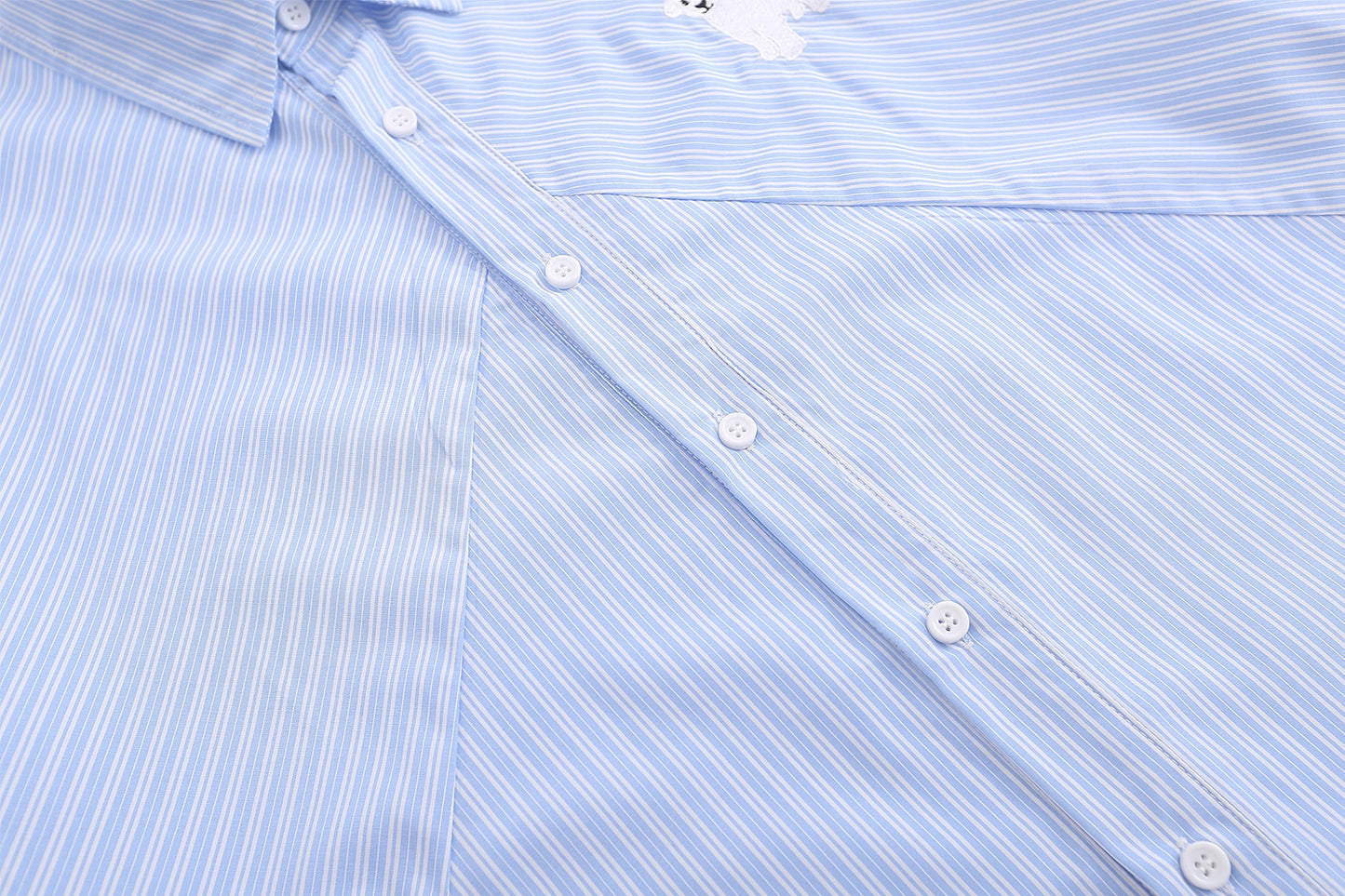 Japanese Cute Sheep Embroidered Striped Shirt
