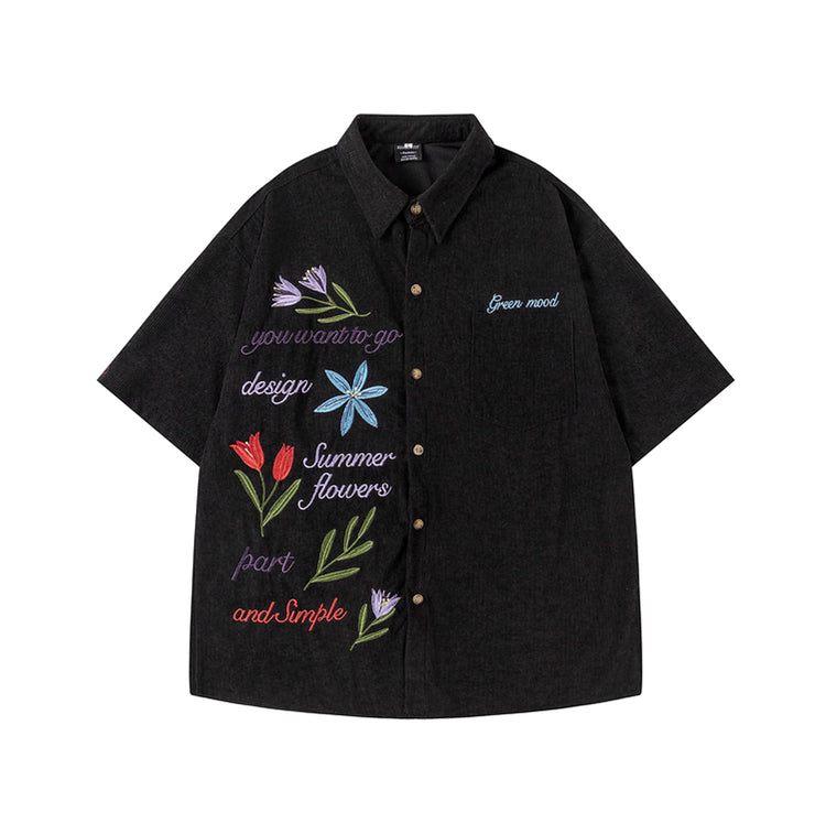 Velvet Flowers Embroidered Shirt