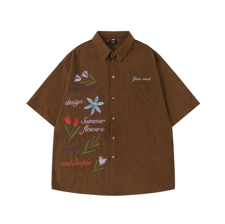 Velvet Flowers Embroidered Shirt