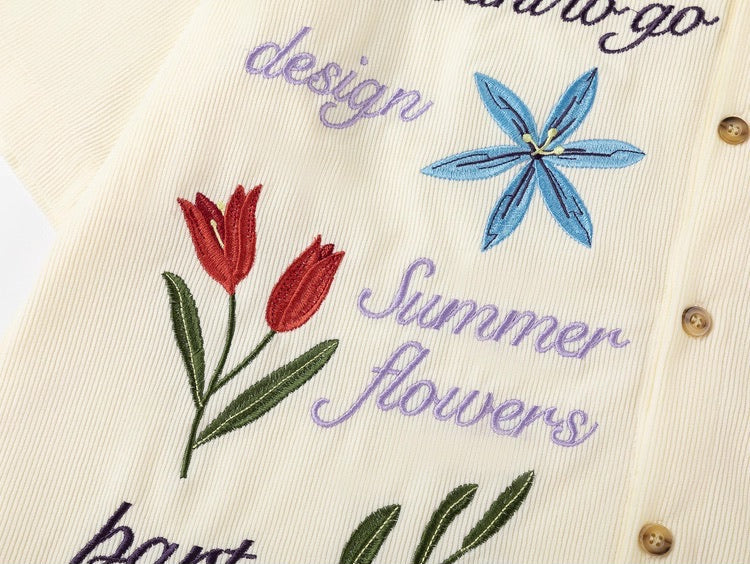 Velvet Flowers Embroidered Shirt