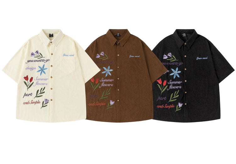 Velvet Flowers Embroidered Shirt