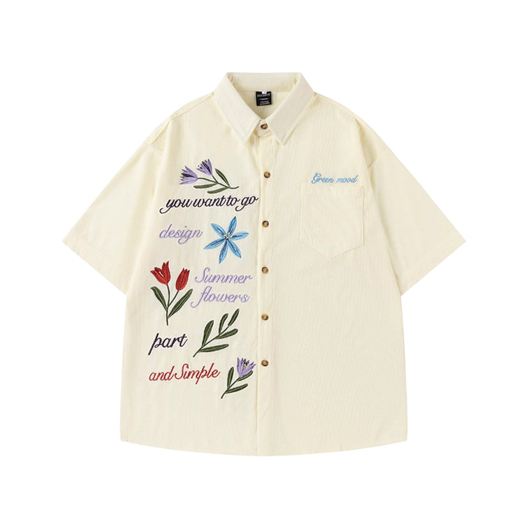 Velvet Flowers Embroidered Shirt