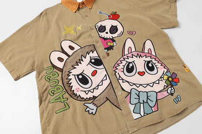 Labubu Embroidered Two Toned Shirt