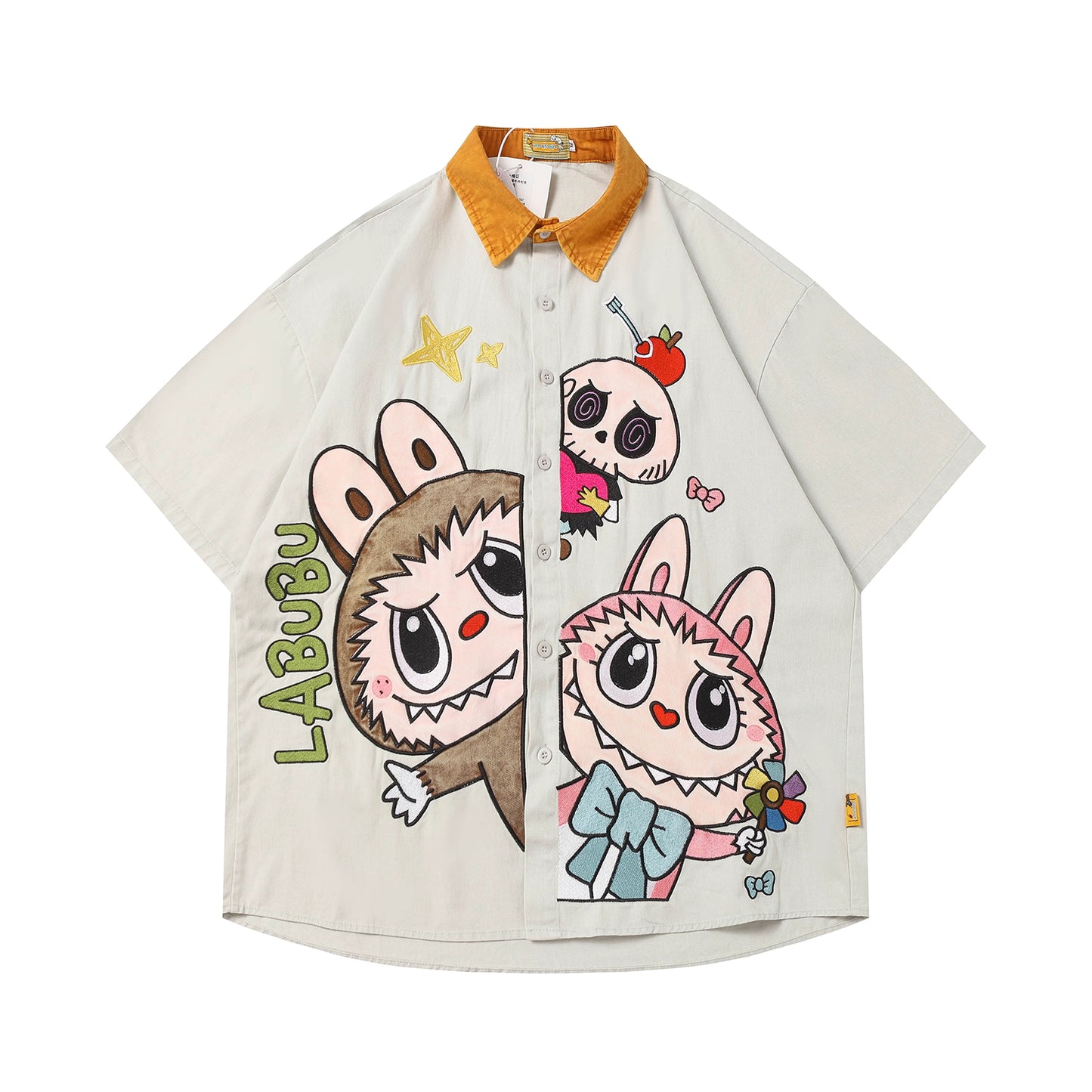 Labubu Embroidered Two Toned Shirt