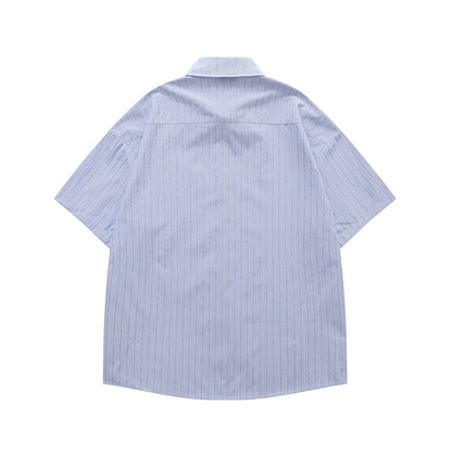 Avocado & Corn Embroidered Striped Shirt