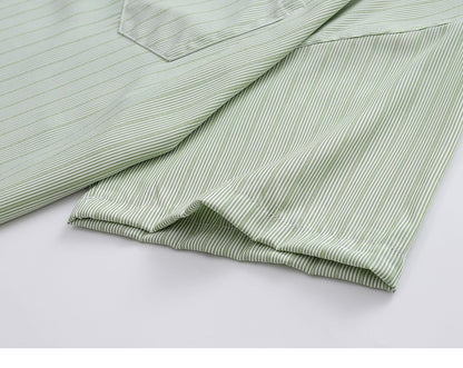 Avocado & Corn Embroidered Striped Shirt