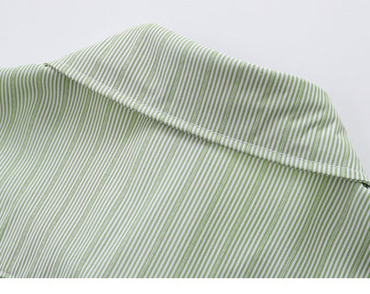 Avocado & Corn Embroidered Striped Shirt