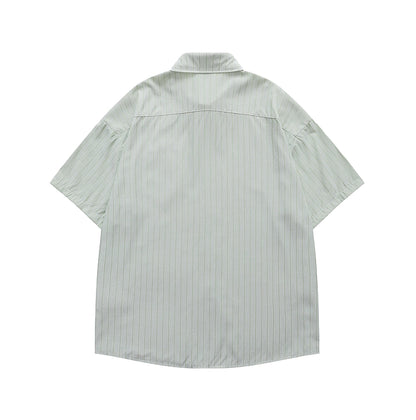 Avocado & Corn Embroidered Striped Shirt