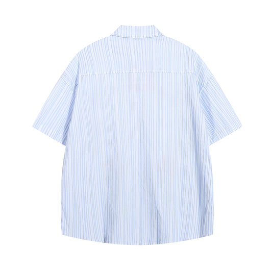 Artsy Butterfly Floral Embroidered Striped Shirt