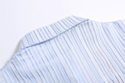 Artsy Butterfly Floral Embroidered Striped Shirt