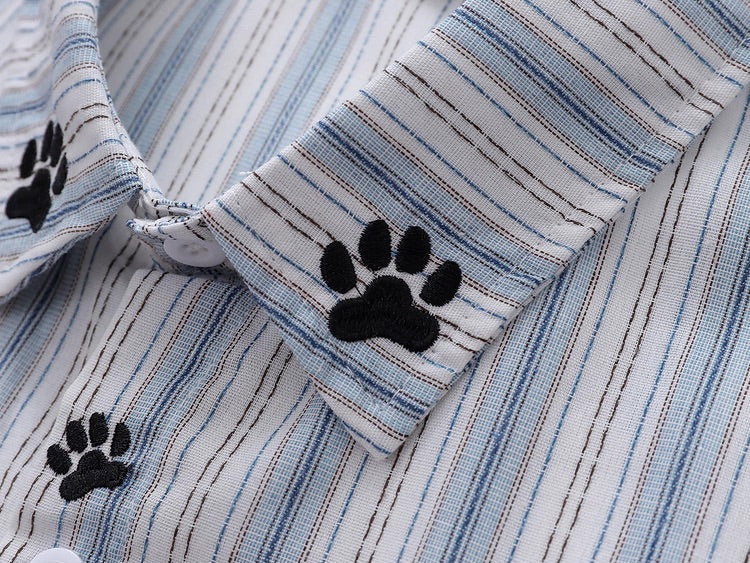 Dalmatian Cartoon Embroidered Striped Shirt