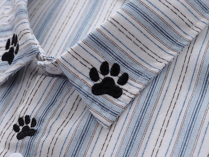 Dalmatian Cartoon Embroidered Striped Shirt