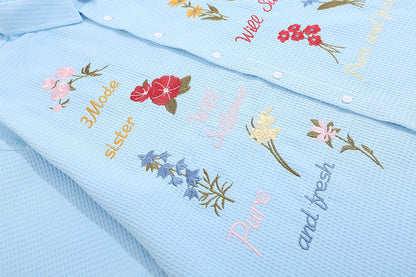 Colourful Flowers Embroidered Shirt