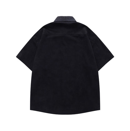 Flower Birds Embroidered Velvet Shirt