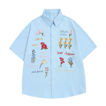 Colourful Flowers Embroidered Shirt