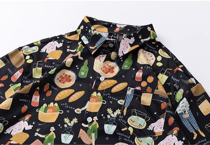 Food And Drinks Cartoon Shirt