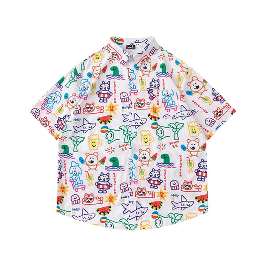 Harajuku-Style Retro Graffiti Shirt