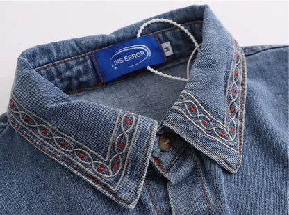 Island Beach Embroidered Denim Shirt