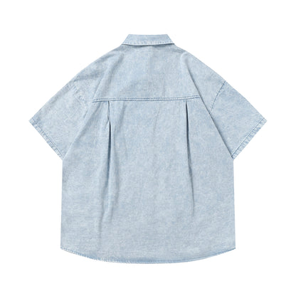 Labubu Embroidered Denim Shirt